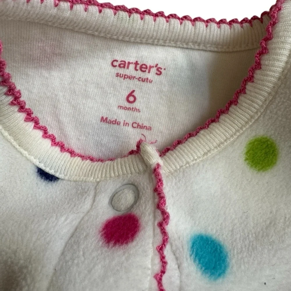 Bundle 6M Baby Girl Pajama Sleeper 2PC Set Pink Cotton Fleece Butterfly